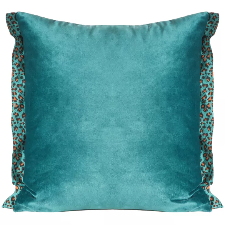 Poszewka na poduszkę 45x45 cm welwetowa z lamówką w cętki ciemnoturkusowa EMA Eurofirany