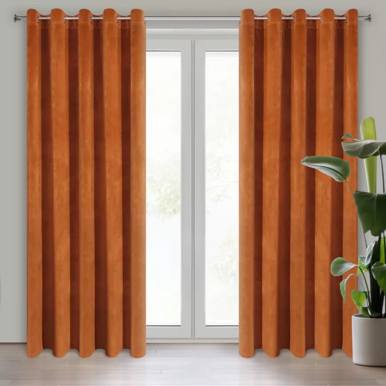 Zasłona ruda z ekskluzywnego matowego welwetu 140x250 cm przelotka VILLA Eurofirany