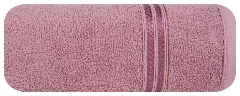 Ręcznik kąpielowy 70x140 cm bawełniany kolor liliowy z bordiurą w paski 450 g/m2 LORI Eurofirany