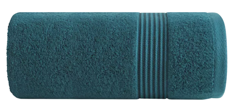 Ręcznik kąpielowy 50x90 cm bawełniany kolor turkusowy 0 twist zdobiony paseczkami 550 g/m2 MOLLY Eurofirany