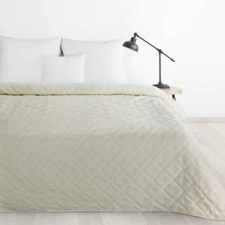 Narzuta kremowa 200x220 cm z geometrycznym wzorem wykonana techniką hot press ALARA 6 DESIGN 91 Eurofirany