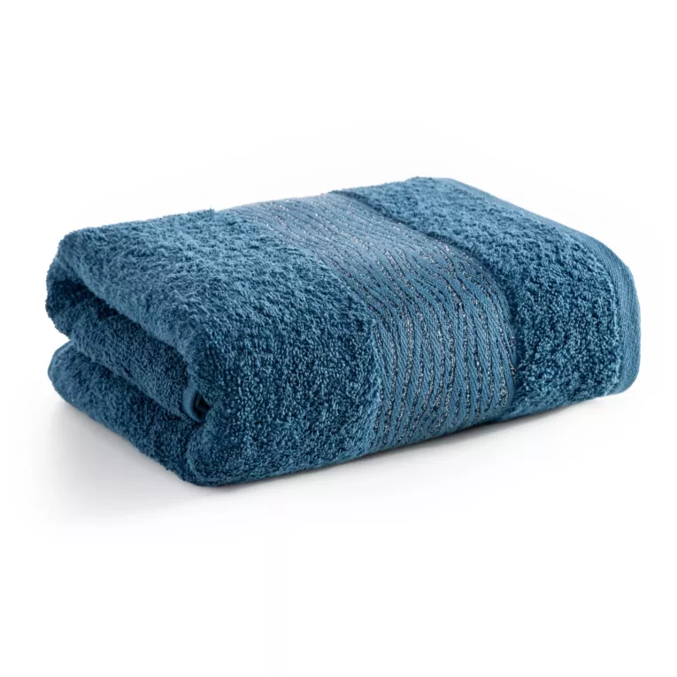 Ręcznik do rąk 30x50 cm bawełniany kolor ciemnoturkusowy z błyszącą bordiurą AMBER Eurofirany