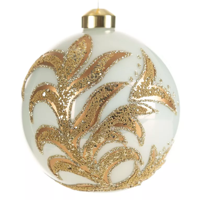 Klasyczna bombka choinkowa ręcznie zdobiona motywem liści Eurofirany