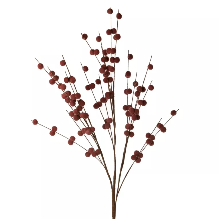 Gałązka sztuczna bordowa z miękkimi kulkami 89 cm
