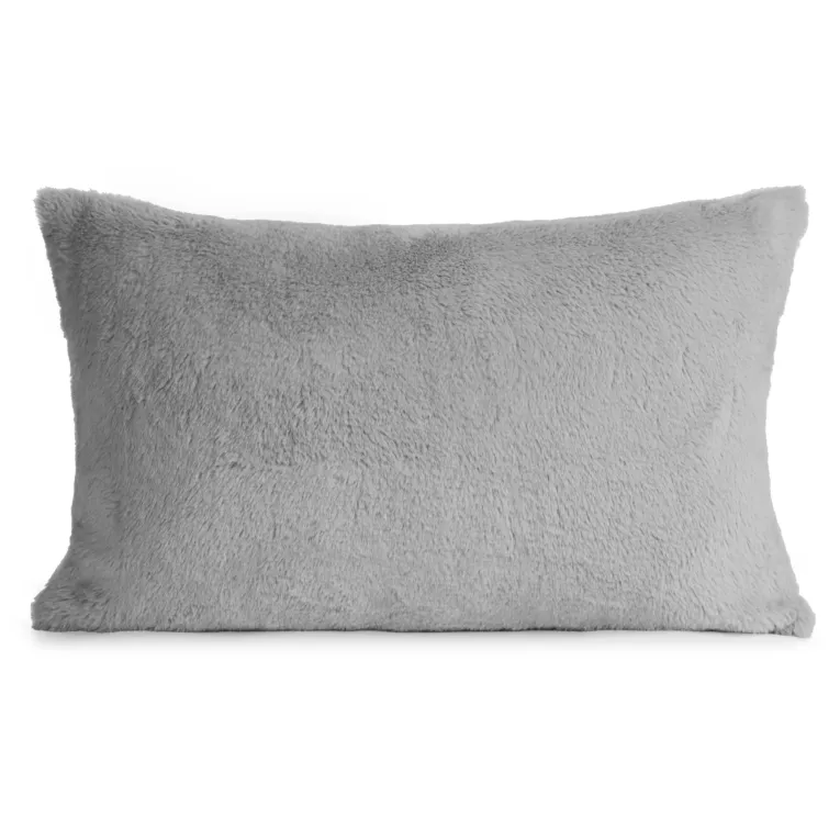 Poszewka na poduszkę 30x50 cm srebrna z miękkiej futrzanej tkaniny NINA Eurofirany
