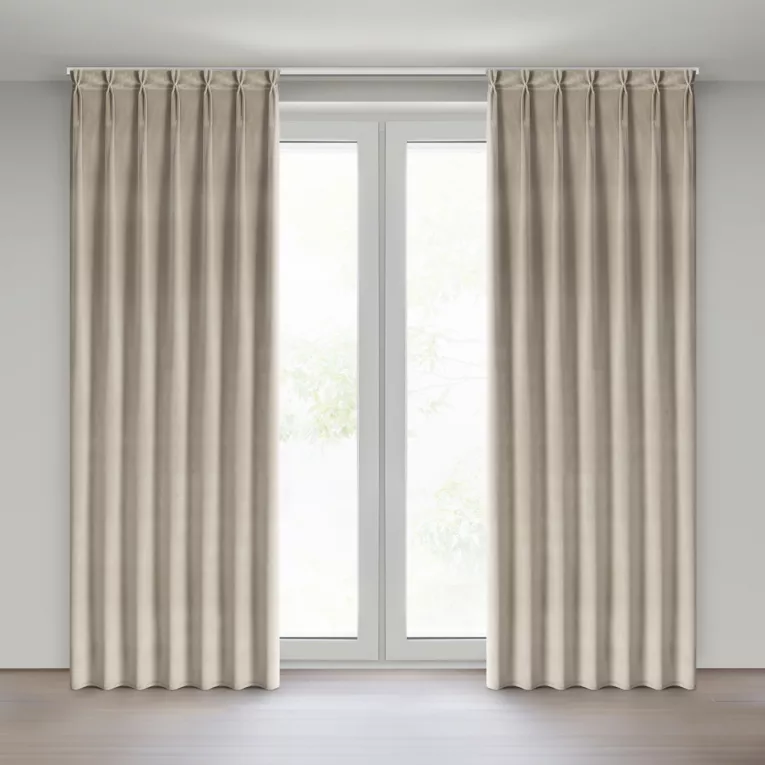 Zasłona beżowa z welwetowej tkaniny 80x270 cm system flex - MELANIE Eurofirany