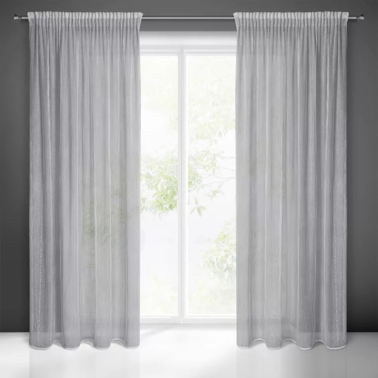 Zasłona srebrna o strukturze siateczki 135x270 cm taśma REGINA Eurofirany
