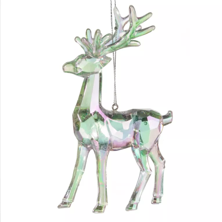 Zawieszka choinkowa z akrylu transparentnego w kształcie renifera 8x15 cm Eurofirany