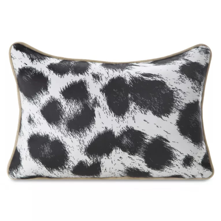 Poszewka na poduszkę 30 x 45 cm welwetowa biało, czarna z designerskim nadrukiem i wypustką na brzegach EWA MINGE Eurofirany