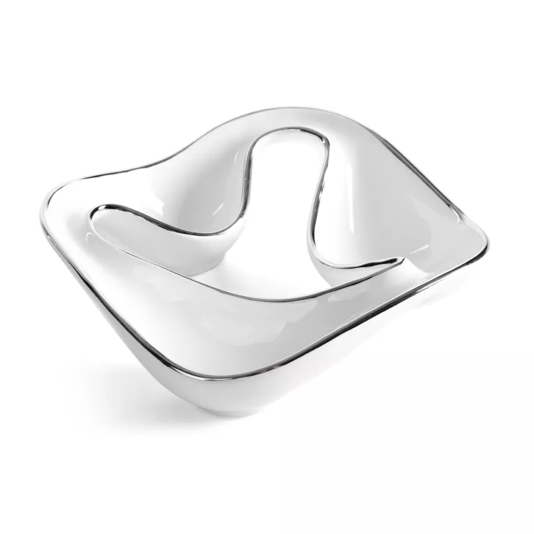 Patera dekoracyjna biało srebrna 23x6 cm ROB Eurofirany