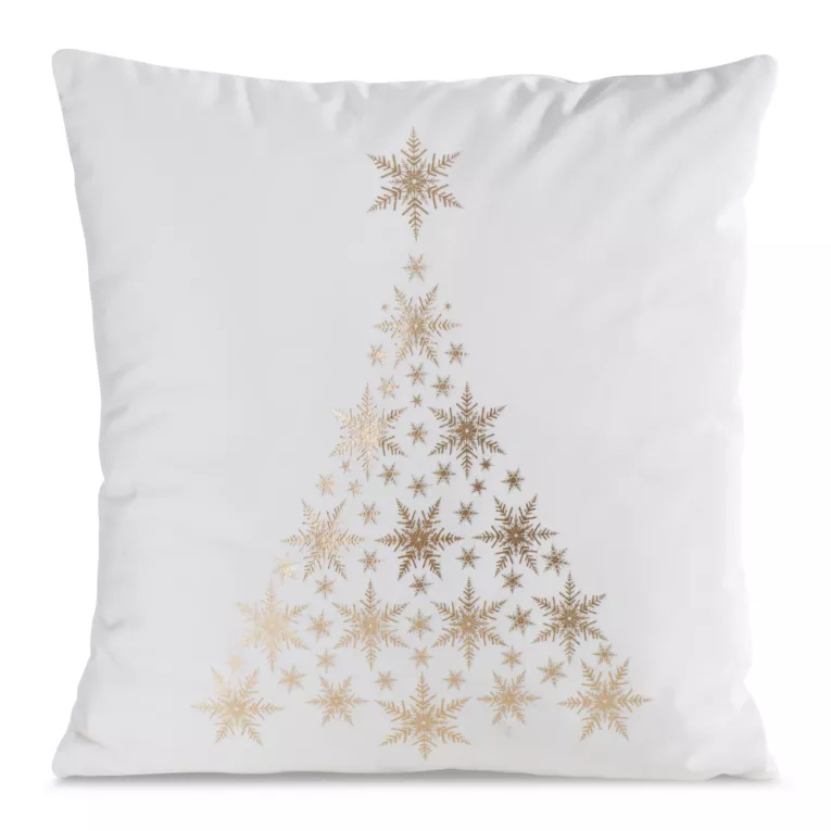 Poszewka na poduszkę 45x45 cm welwetowa, biała zdobiona szampańskim nadrukiem JOY Eurofirany