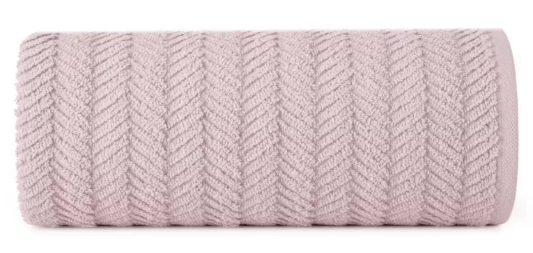 Ręcznik kąpielowy 50x90 cm bawełniany kolor pudrowy zdobiony wzorem jodełki 550 g/m2 ETNO Eurofirany