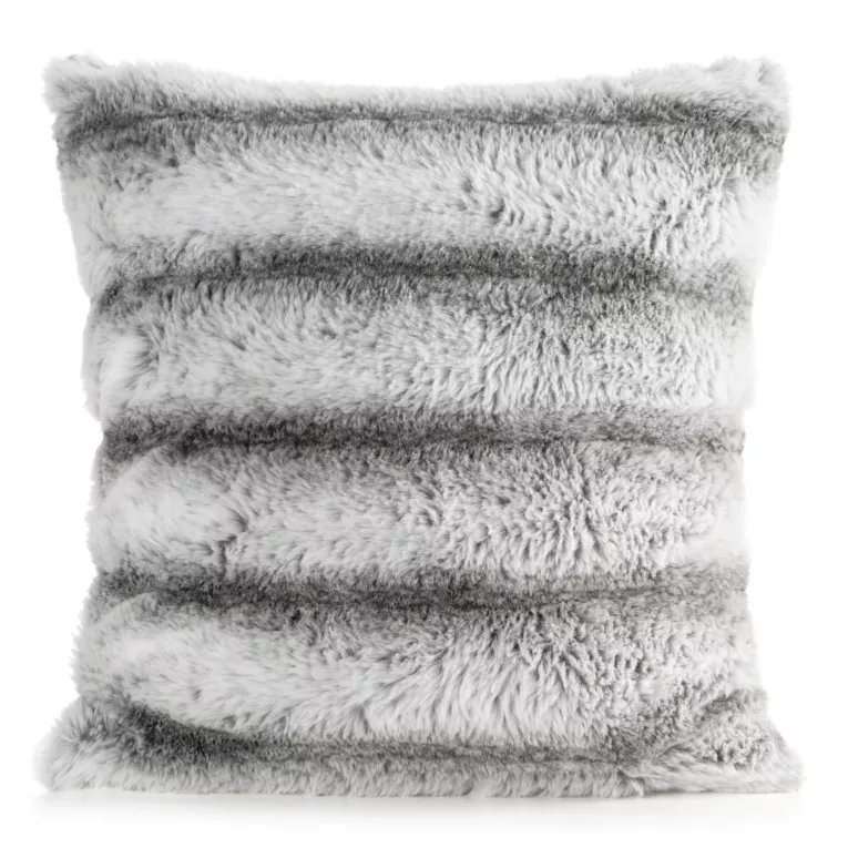 Poszewka na poduszkę 45x45 cm biała, stalowa z przyjemnego futerka LUCY Eurofirany