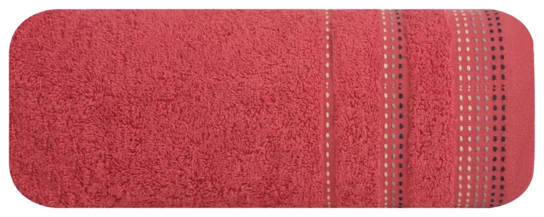 Ręcznik kąpielowy 50x90 cm bawełniany kolor czerwony z ozdobnym stębnowaniem 500 g/m2 POLA Eurofirany