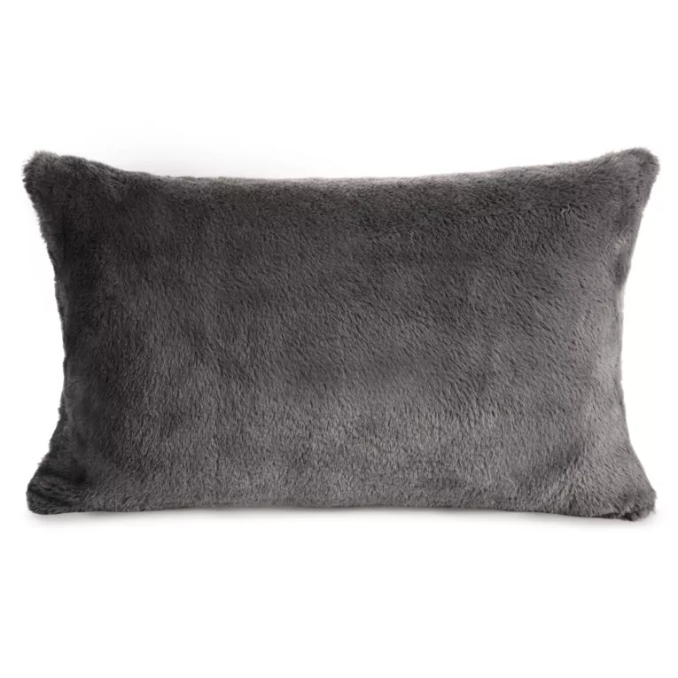 Poszewka na poduszkę 30x50 cm stalowa z miękkiej futrzanej tkaniny NINA Eurofirany