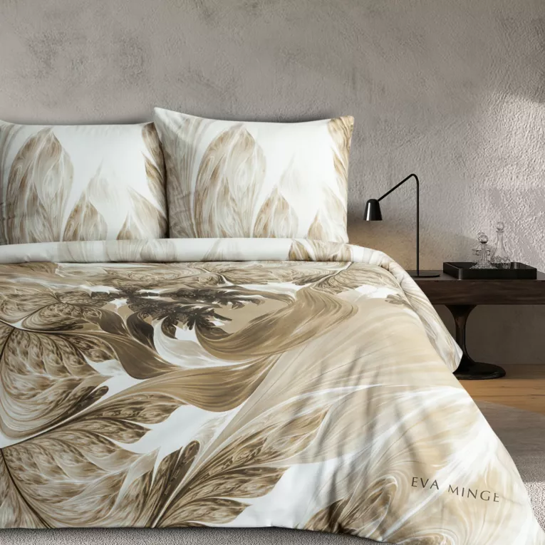 Pościel 160x200 cm z makosatyny bawełnianej kolor biały, beżowy z designerskim nadrukiem NOAH Eva Minge Eurofirany