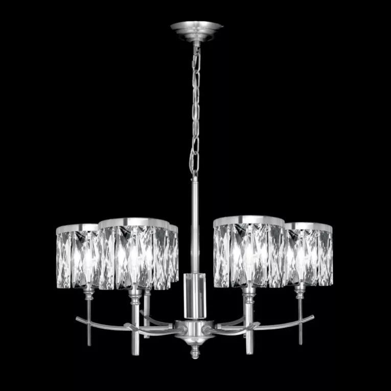 Lampa wisząca do salonu srebrna KRYSTAL z błyszczącymi kryształkami, z regulacją wysokości Eurofirany