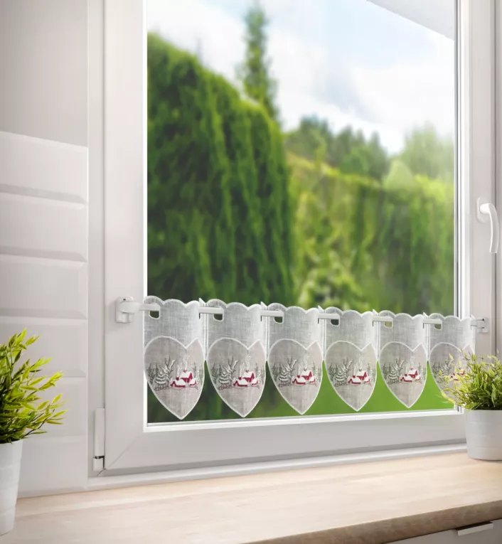 Tkanina firanowa zazdrostka z świątecznym haftem