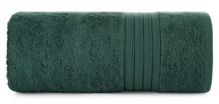 Ręcznik do rąk 30x50 cm bawełniany kolor ciemnozielony zdobiony bordiura w paski 550 g/m2 AURA Eurofirany