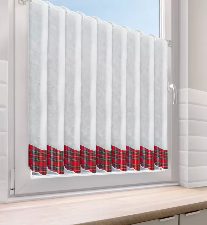 Tkanina firanowa zazdrostka z motywem świątecznej kraty Eurofirany