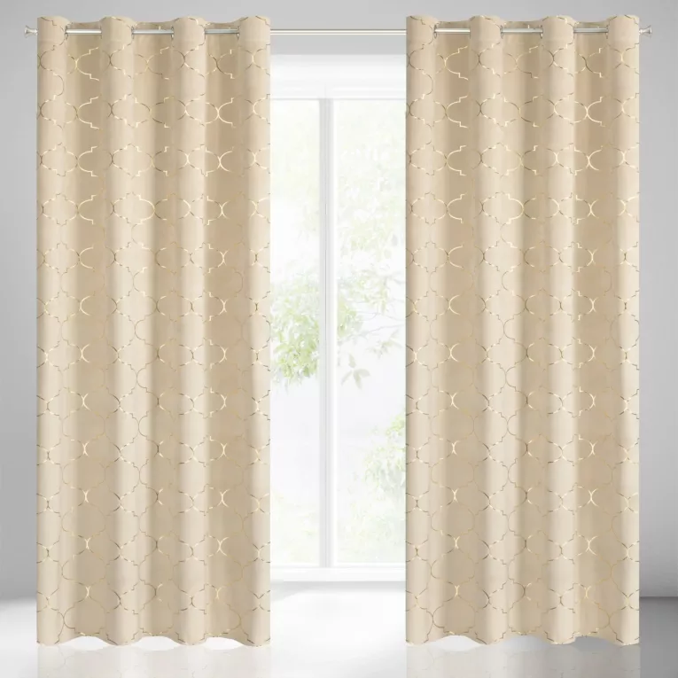 GISEL BEŻOWA ZASŁONA Z WELWETU KONICZYNA MAROKAŃSKA NA PRZELOTKACH 140x250 cm EUROFIRANY