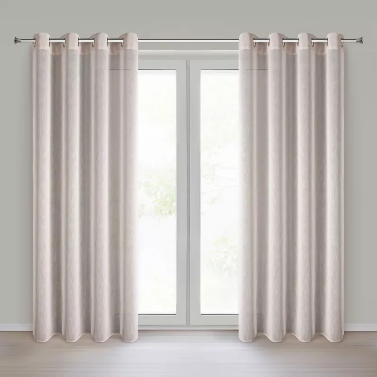 Zasłona w stylu eko różowa z efektem deszczyku 140x250 cm przelotki - ANGELICA  Eurofirany