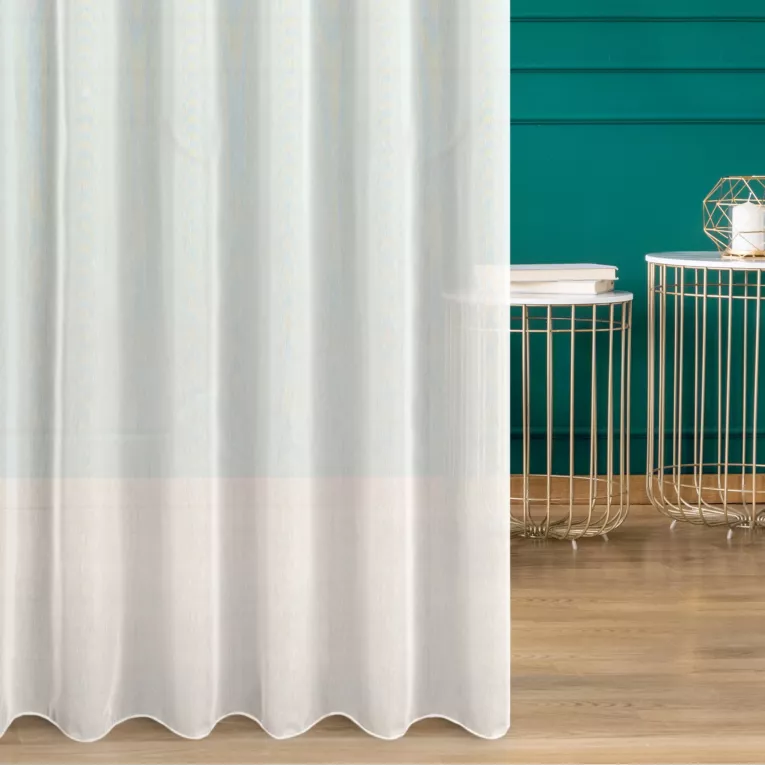 Firana szyta na flexach naturalna z matowego, miękkiego batystu, wykończonego obciążnikiem