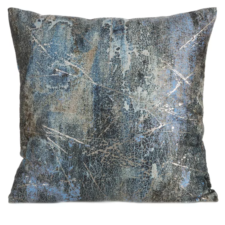 Poszewka na poduszkę 45x45 cm welwetowa zdobiona metalicznym wzorem turkusowa ESTER Eurofirany