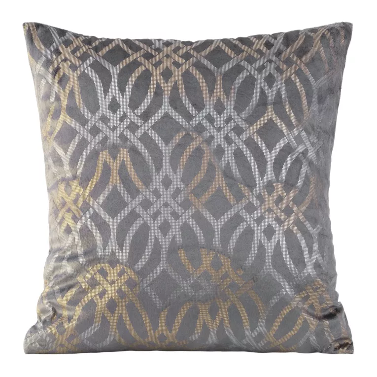 Poszewka na poduszkę 40x40 cm welwetowa z nadrukiem w stylu boho stalowo, złocista ARETA Eurofirany