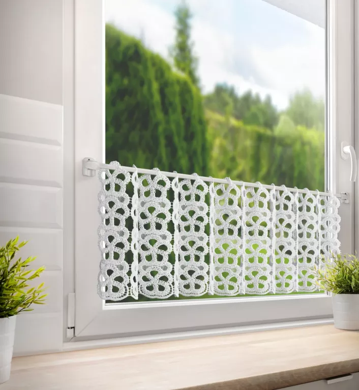 Tkanina firanowa zazdrostka gipiura z grubej nici kordonkowej Eurofirany