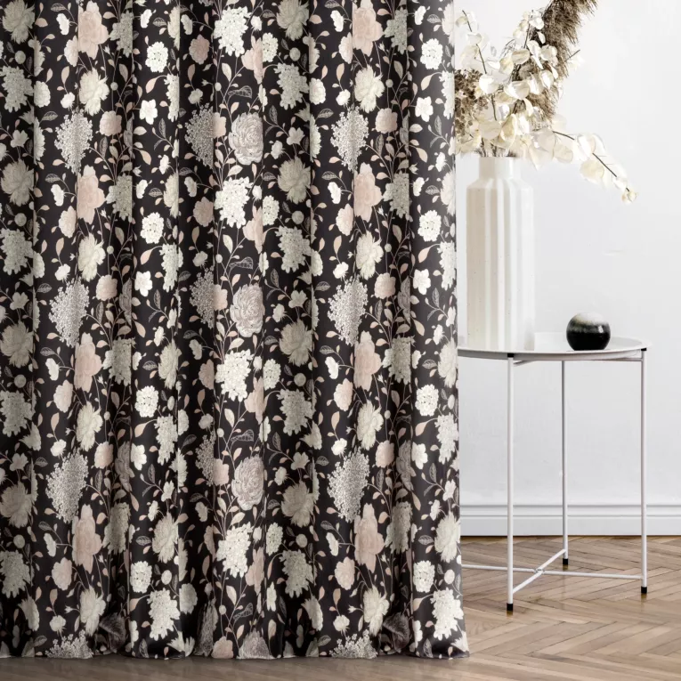 Tkanina zasłonowa, welwetowa, z trójwymiarowym nadrukiem kwiatowym Eurofirany