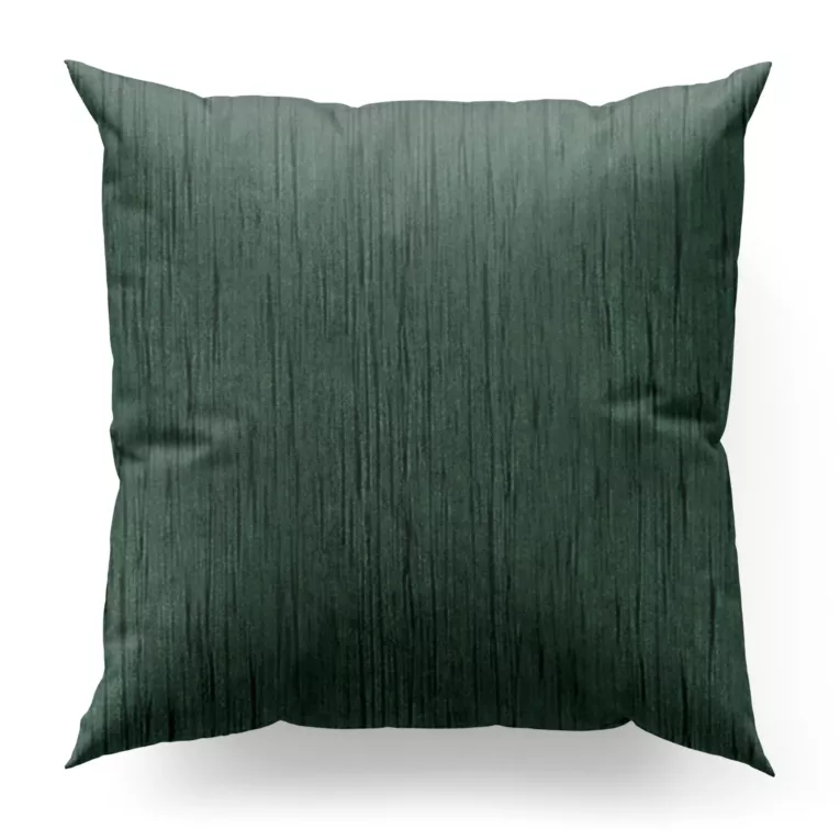 Poszewka szyta ciemnozielona z tkaniny welwetowej w pionowe prążki, wykończona obciążnikiem