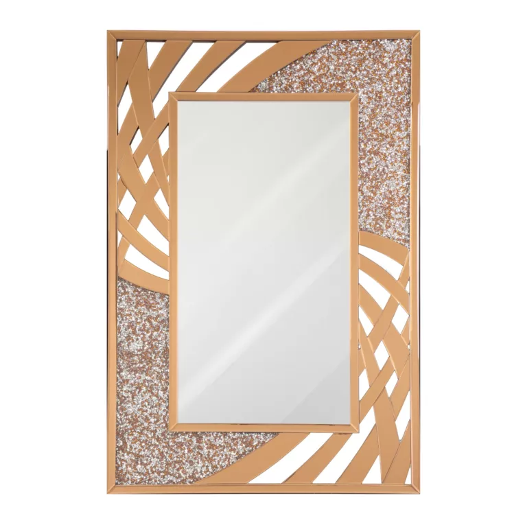 Lustro w dekoracyjnej ażurowej ramie z drobnymi kryształkami