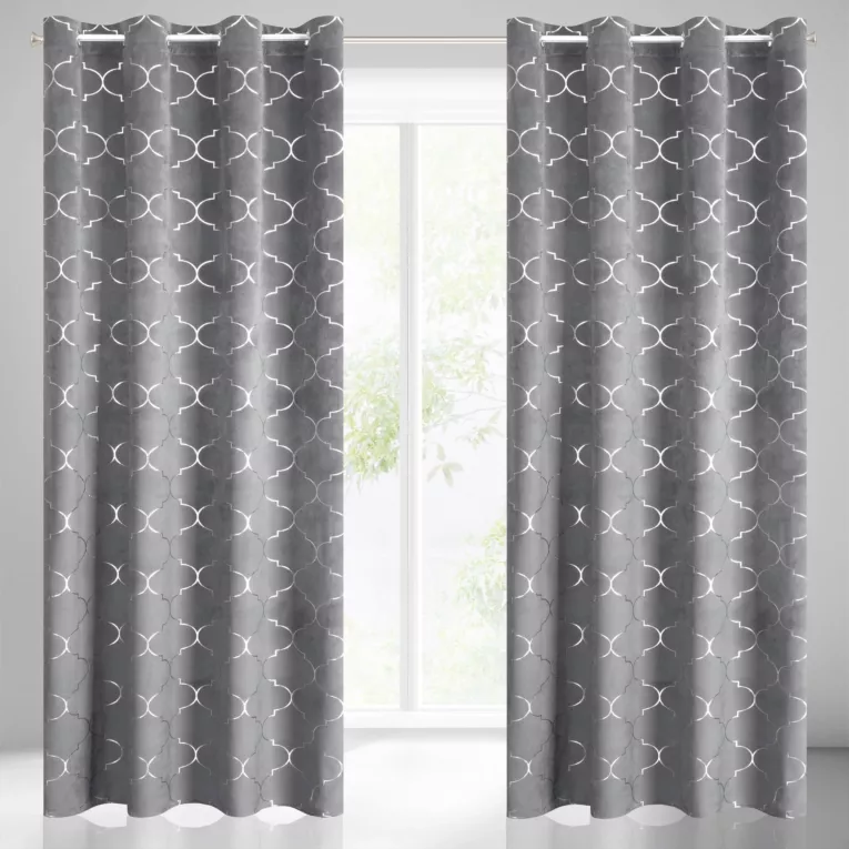 GISEL GRAFITOWA ZASŁONA Z WELWETU KONICZYNA MAROKAŃSKA NA PRZELOTKACH 140x250 cm EUROFIRANY