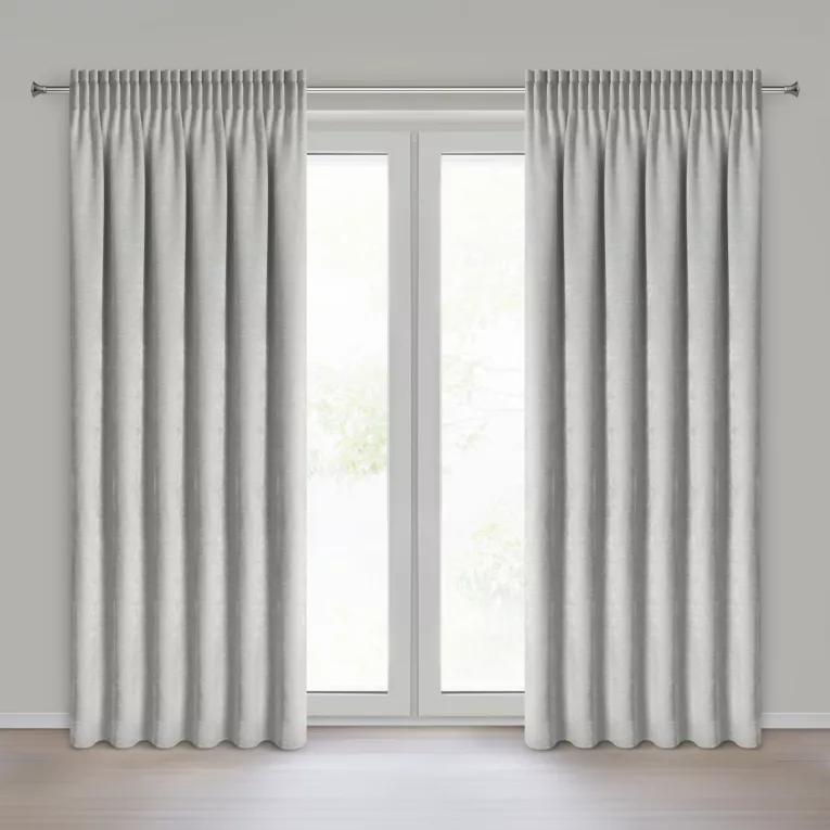 Zasłona srebrna o szenilowej strukturze 140x270 cm taśma - NILO Eurofirany