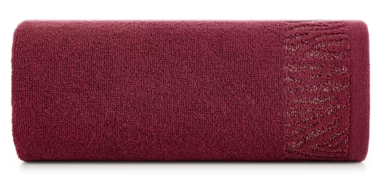 Ręcznik kąpielowy 70x140 cm bawełniany kolor bordowy z ozdobną błyszczącą bordiurą 500 g/m2 MARGO Eurofirany