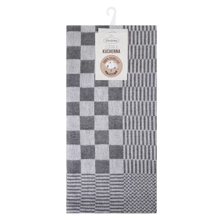 Komplet ściereczek kuchennych 2szt 50x70 cm bawełniany kolor stalowy zdobionych motywem szachownicy 200 g/m2 MAURO Eurofirany