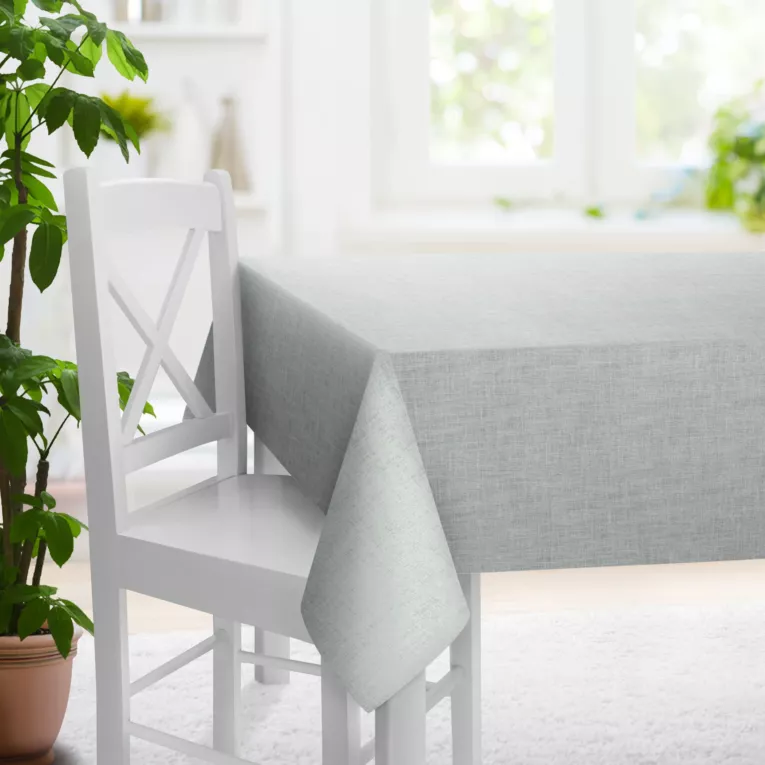 Obrus szyty FELICITY srebrny o naturalnym splocie w melanżowych odcieniach