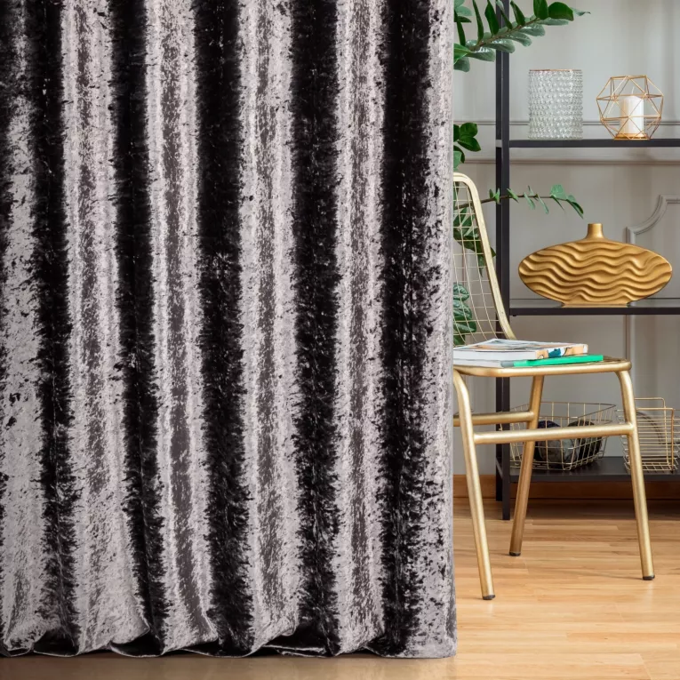 Zasłona szyta na tunelu grafitowa z miękkiej tkaniny welwetowej z efektem kreszowania