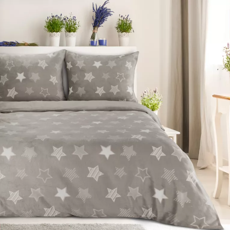Pościel 220x200 cm z polaru kolor beżowy z gwiazdkami FLANO Eurofirany
