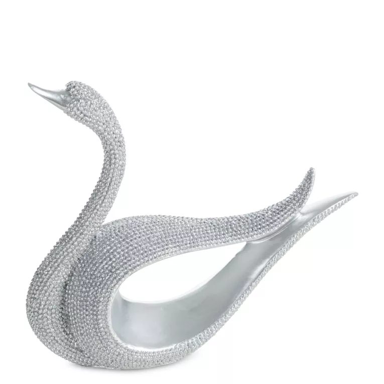 Figurka srebrna w kształcie łabędzia o drobnym strukturalnym wzorze 19x6x14 cm ELDO 1 Eurofirany