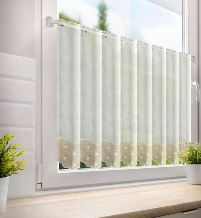 Tkanina firanowa zazdrostka z etaminy z haftem Eurofirany