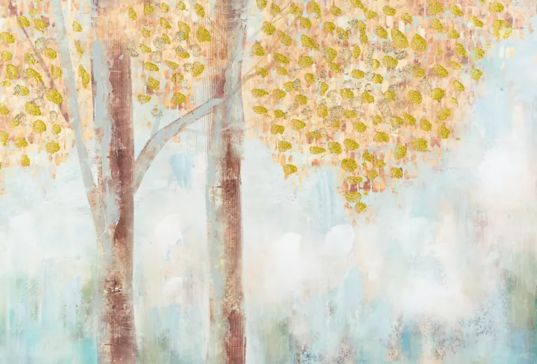 Obraz JESIEŃ beżowo-złoty ręcznie malowany na płótnie z elementami brokatu Eurofirany