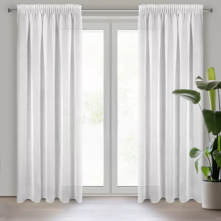 Firana biała o strukturze drobnego deszczyku 140x270 cm taśma SONIA Eurofirany