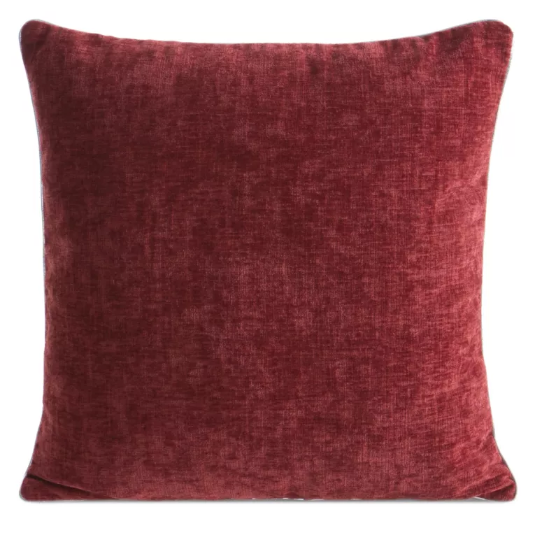 Poszewka na poduszkę 45x45 cm czerwona z szenilowej tkaniny zdobiona lamówką MARY Eurofirany