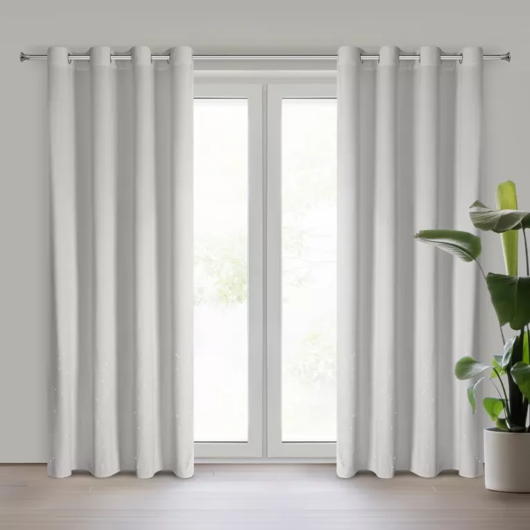 Zasłona biała z kryształkami i welwetowej tkaniny 140x250 cm przelotka ARIADNA Eurofirany