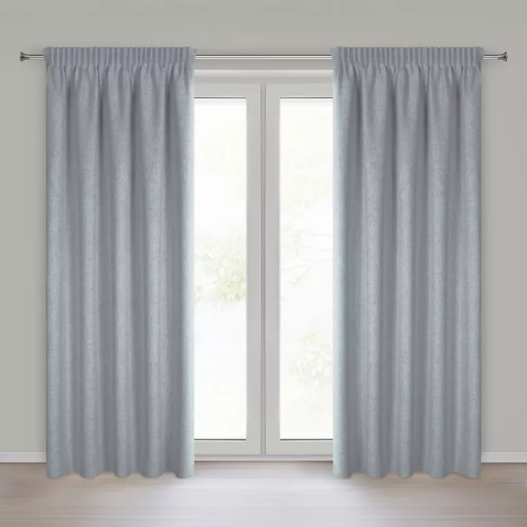 Zasłona ciemnoniebieska o naturalnym splocie z efektem melanżu 140x270 cm taśma - JULA2 Eurofirany