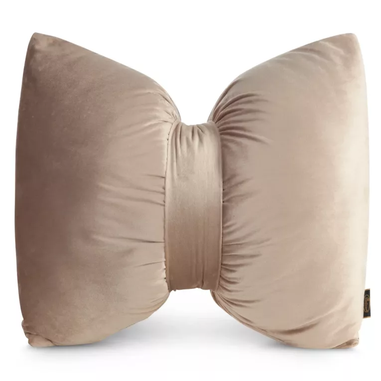 Poduszka 45x55 cm welwetowa kolor beżowy w kształcie kokardy KOKARDA  Eurofirany