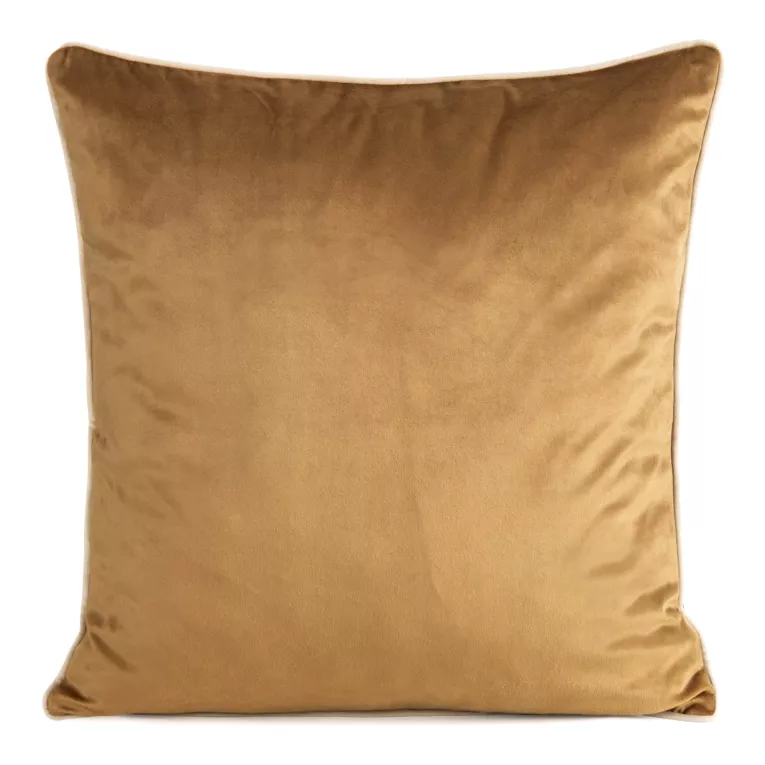 Poszewka na poduszkę 60x60 cm welwetowa o delikatnym połysku z ozdobną lamówką miodowa GAJA 2 Eurofirany
