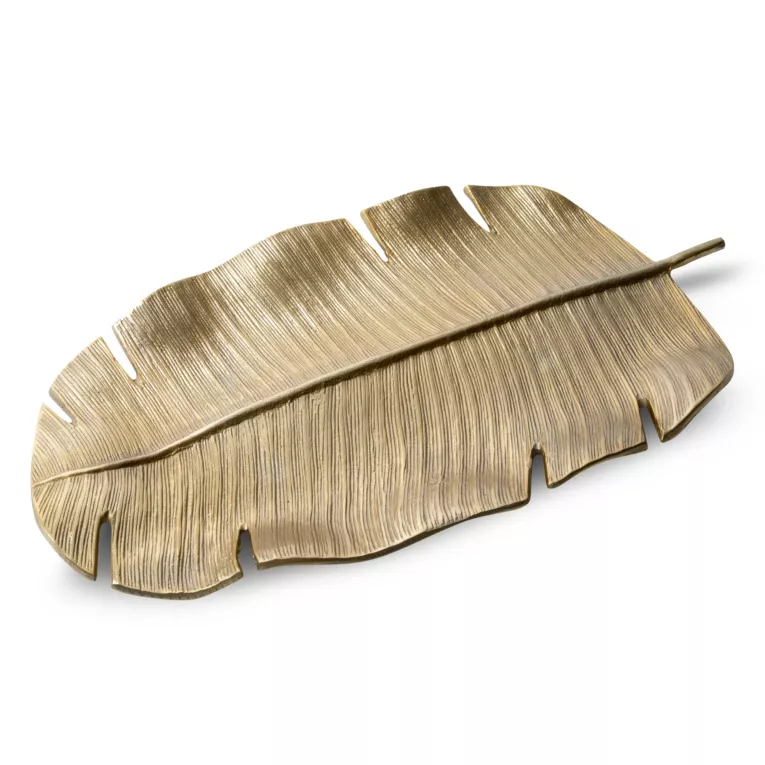 KAREN metalowa patera złota w kształcie egzotycznego liścia 46x25x4 cm Eurofirany